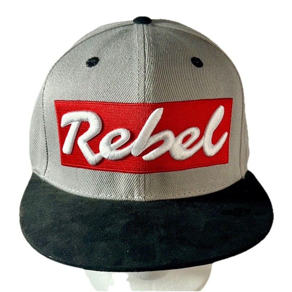 Rebel Fishing Lures Gray  Satin Lined SnapBack Hat  w/black suede Bill